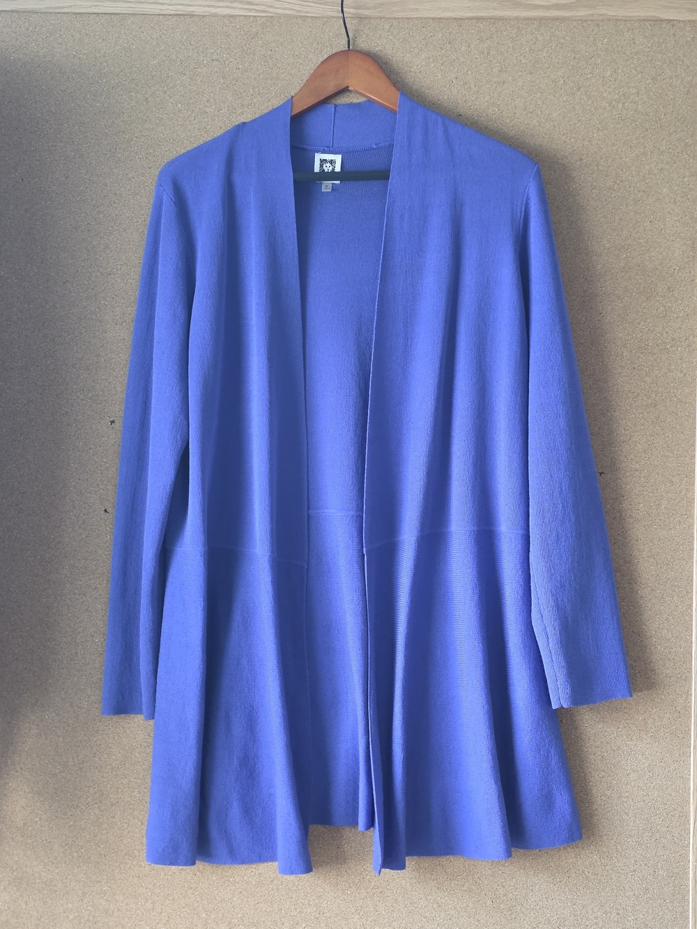 Anne Klein Purple Monterey Open-Front Cardigan Ribbed Knit Sweater Size XL